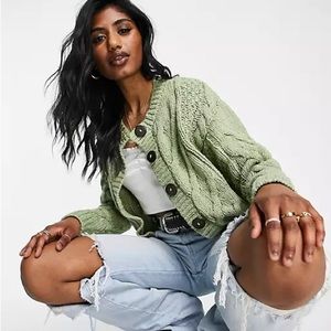 Free People Bonfire Cardi mint green M